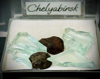 Chelyabinsk Meteorite (3.37g) & Sonic Blast Glass (4.71g) Combo Set, IMCA Sellers