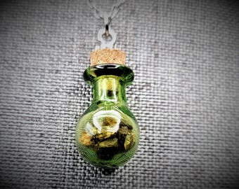 Our Love is Like Lightning in a Bottle Pallasite Meteorite Necklace