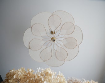 Flower suspension 14 petals linen and rattan - linen and rattan flower chandelier - flower lamp - flower wall light - handcrafted