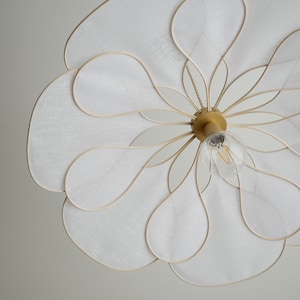 Flower suspension 14 petals linen and rattan linen and rattan flower chandelier flower lamp flower wall light handcrafted image 6