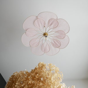 Flower suspension 14 petals linen and rattan linen and rattan flower chandelier flower lamp flower wall light handcrafted image 2