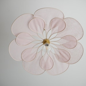 Flower suspension 14 petals linen and rattan linen and rattan flower chandelier flower lamp flower wall light handcrafted image 1