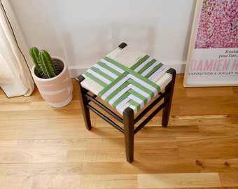 Woven stool - old stool - vintage stool - artisanal weaving