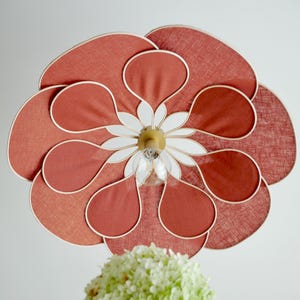 9. 14-petal linen and rattan flower pendant light - linen and rattan flower chandelier - flower lamp - flower wall light - handmade