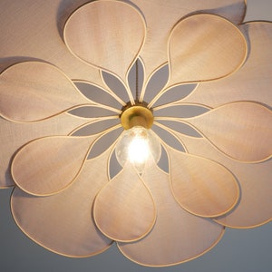 Flower suspension 14 petals linen and rattan linen and rattan flower chandelier flower lamp flower wall light handcrafted image 9