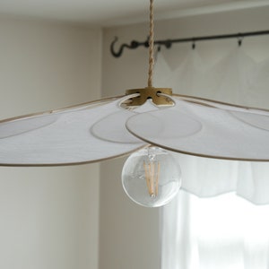 Flower suspension 14 petals linen and rattan linen and rattan flower chandelier flower lamp flower wall light handcrafted image 4