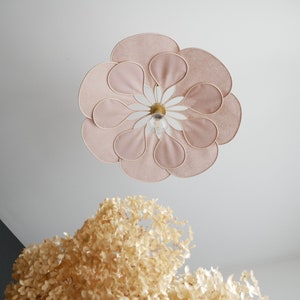 Flower suspension 14 petals linen and rattan - linen and rattan flower chandelier - flower lamp - flower wall light - handcrafted