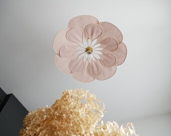 Flower suspension 14 petals linen and rattan - linen and rattan flower chandelier - flower lamp - flower wall light - handcrafted