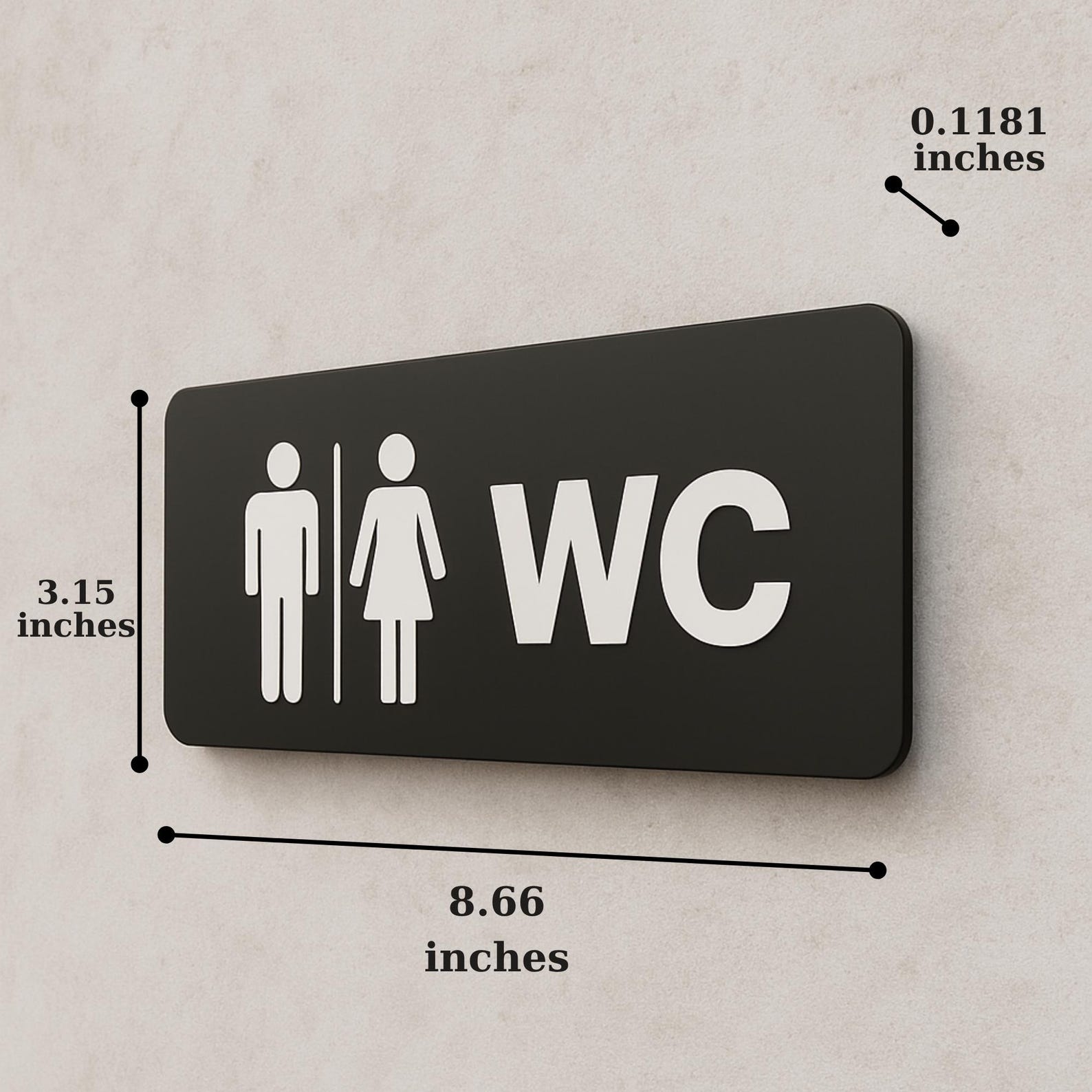 Universal Wc Sign Modern Black Acrylic Restroom Sign – Unisex, Accessible WC Door Sign - Etsy