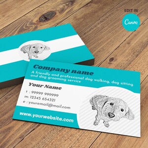 Sjabloon voor visitekaartjes, direct downloaden, eetbaar in Canva, Hondenthema, Afdrukbaar visitekaartje, DIY-visitekaartje, Business Branding