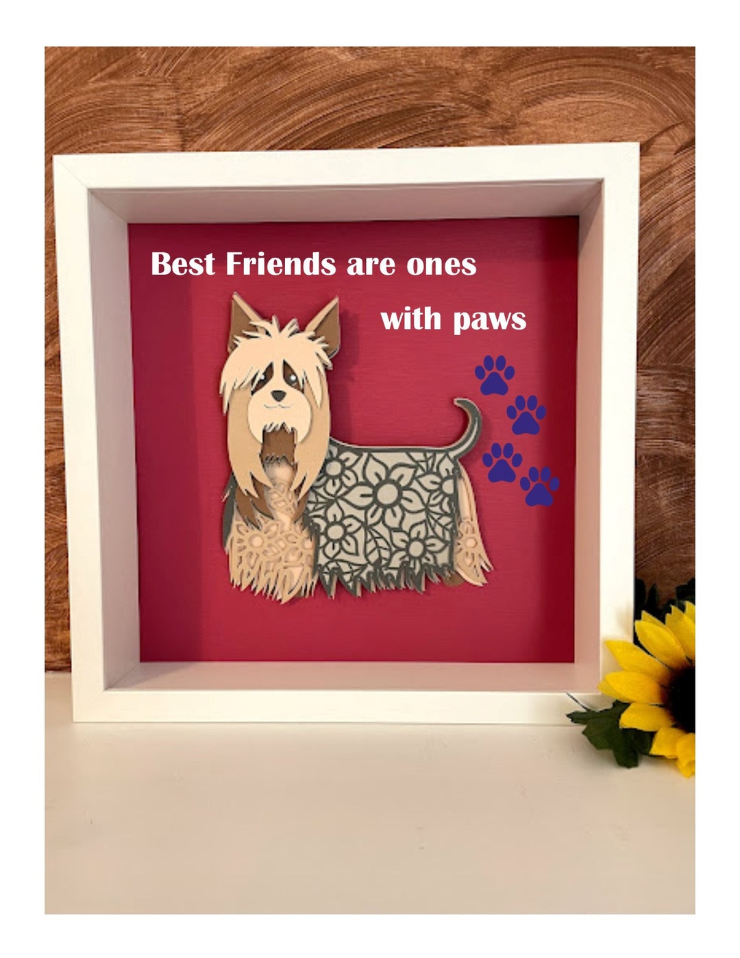 Dog Shadow Box 3D Layered Papercut Etsy