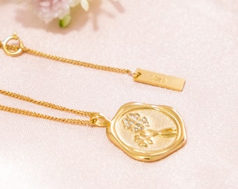 High Quality 18K Gold Lucky Coin Pendant Necklace | Four Leaf Clover Coin | Gifts for Her | Birthday | Holiday Gift