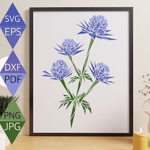 Sea Holly svg, flor svg, flor azul svg, flor silvestre svg, flor de cardo svg, flor de primavera, png botánico, svg floral, planta seca Pdf