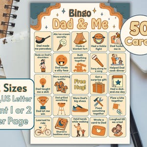 Bingo para imprimir para o Dia dos Pais | Atividade para o Dia dos Pais para crianças | Jogo de Bingo Retro para Pais | A4 e Carta EUA | Download instantâneo | 50 cartelas de bingo