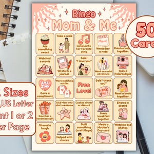Mama und Ich Pastell Bingo Printable | Muttertags-Bingo-Spiel | Digitaler Download für A4 & US Letter | Familienaktivität | Süßes Bingo Karten Kit