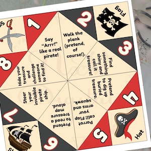 Afdrukbare piratencootiecatcher | Schattenjachtspel voor kinderen | Verjaardagsfeestje piraat | fantasiespel | Direct pdf-doe-het-zelfcadeau downloaden