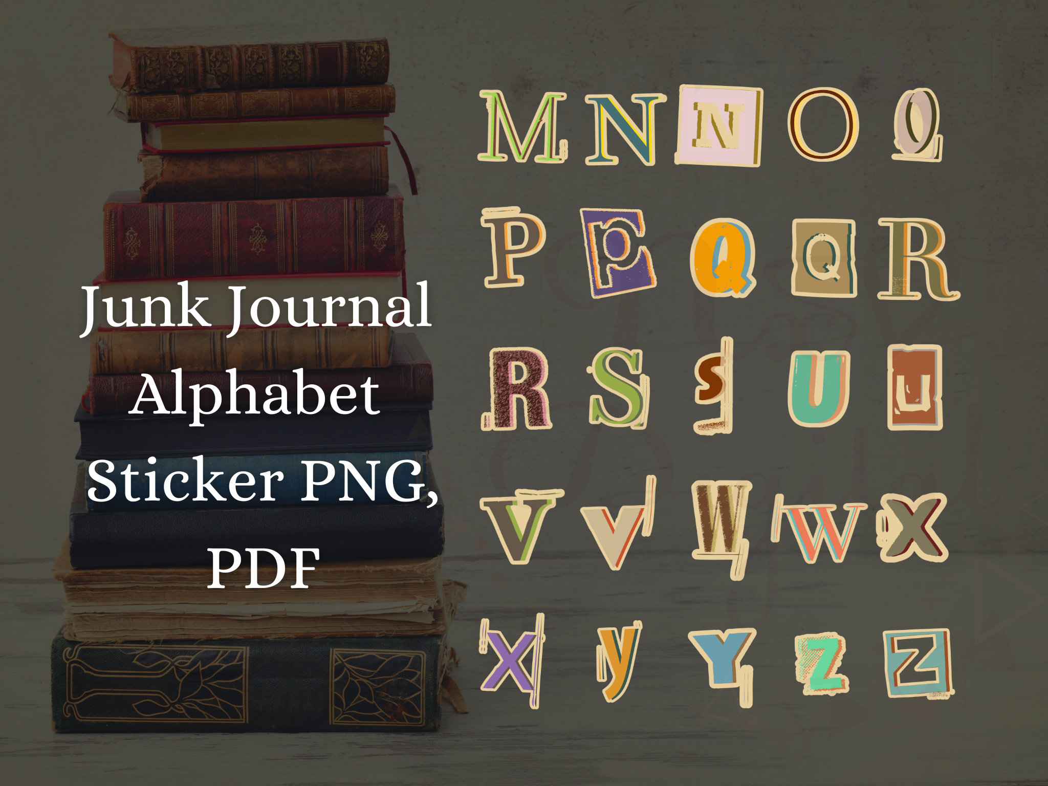Set of 62 Junk Journal Letter Png, Scrapbook Alphabet Kit Png, Cute ...