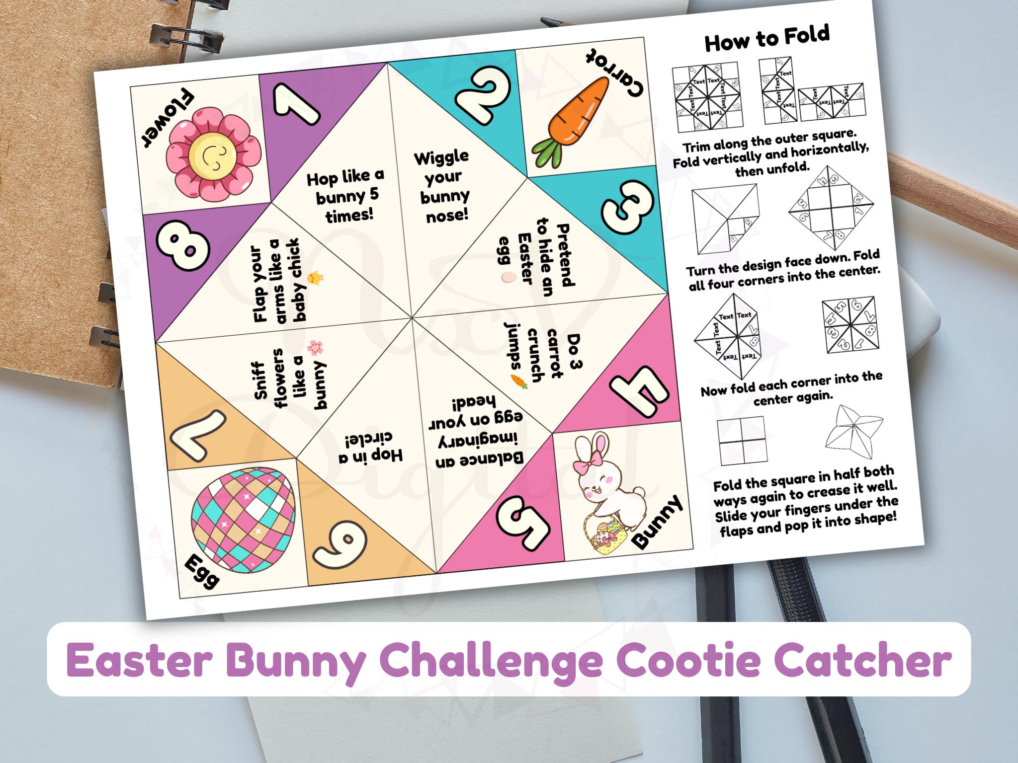 Easter Movement Cootie Catcher Printable | Bunny Hop Spring Game for ...