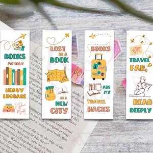 Printable Bookmark Traveler, Set of 4 Downloadable Bookmarks, Cute ...