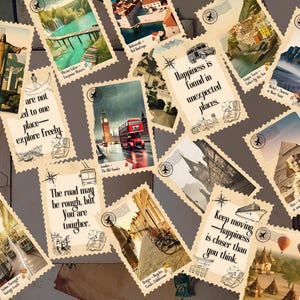 Cartões de Afirmação de Viagem Vintage | 50 Citações Positivas | Cartões para Imprimir | Cartões de Diário com Tema de Aventura Retro | Download Digital de Autocuidado