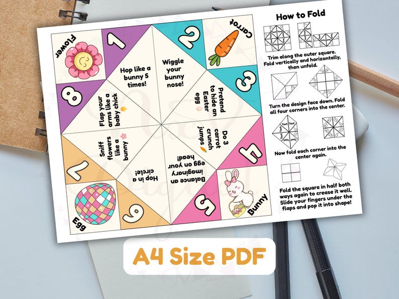 Easter Movement Cootie Catcher Printable | Bunny Hop Spring Game for ...