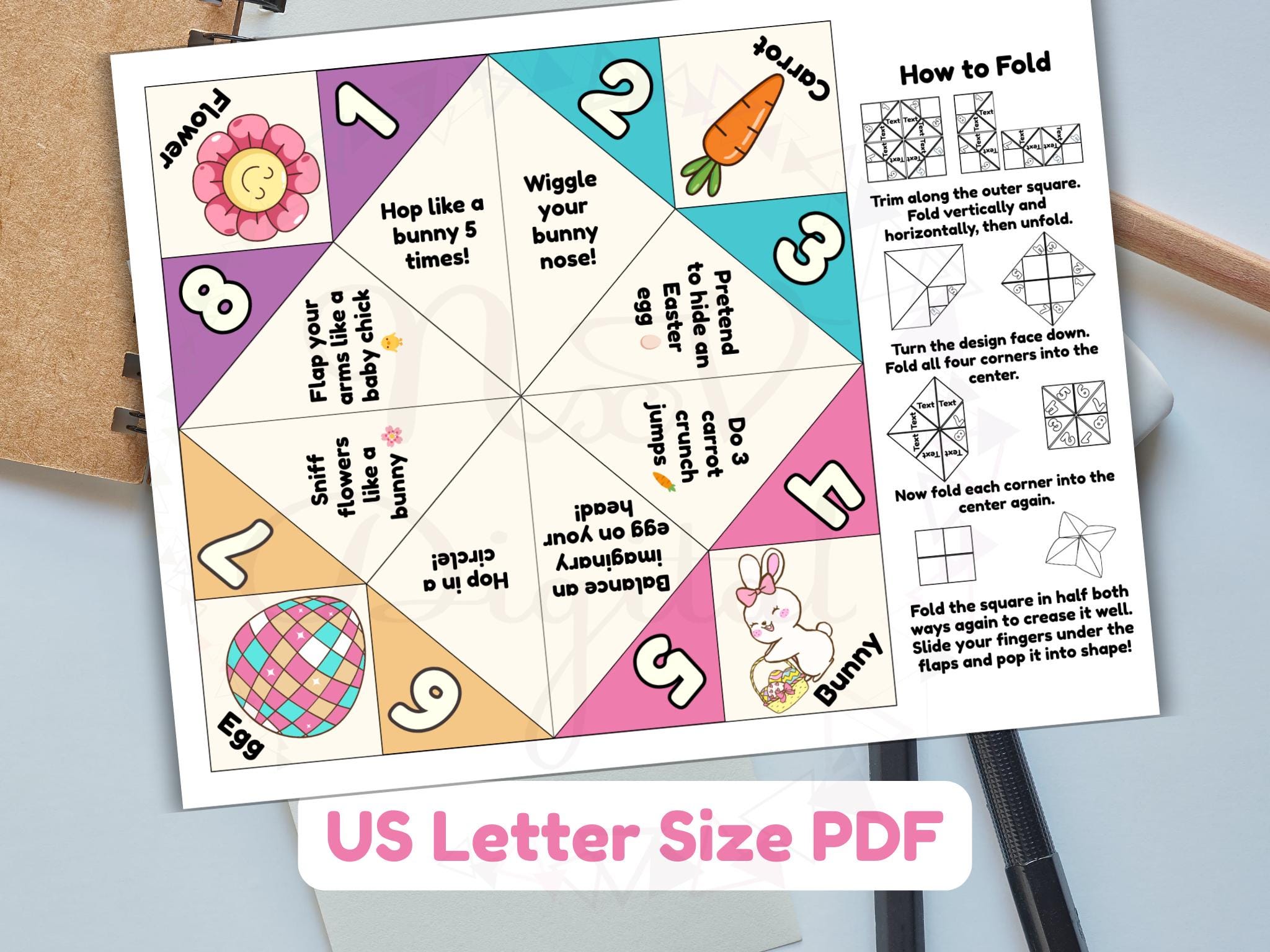 Easter Movement Cootie Catcher Printable | Bunny Hop Spring Game for ...