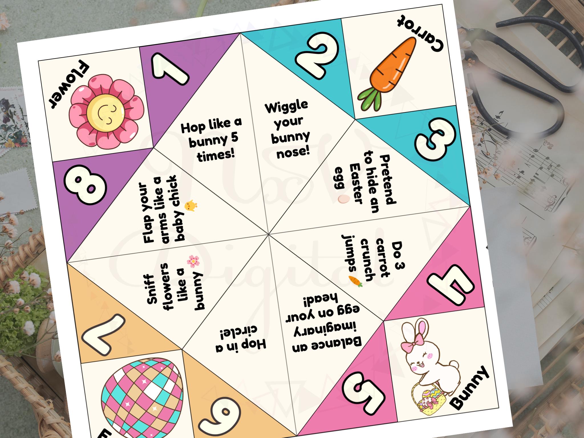 Easter Movement Cootie Catcher Printable | Bunny Hop Spring Game for ...
