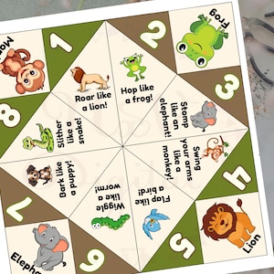 Apanhador de Cootie Animal | Jogo para Imprimir para Crianças | Atividade de Agir como um Animal para Pré-Escola | Jogo de Movimento com Tema de Selva e Zoológico para Crianças | Instantâneo