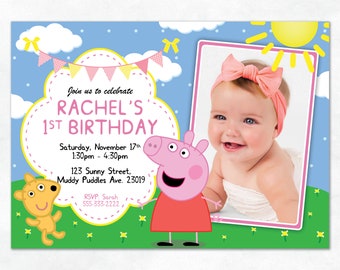 2 Options Peppa Pig Train Birthday Invitation with Photo or without Photo Print at Home. Digital File All Aboard Peppa /& Friends