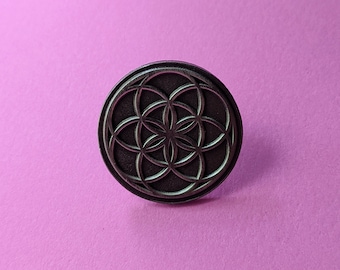 Símbolo de la semilla de la vida Pin de metal cepillado