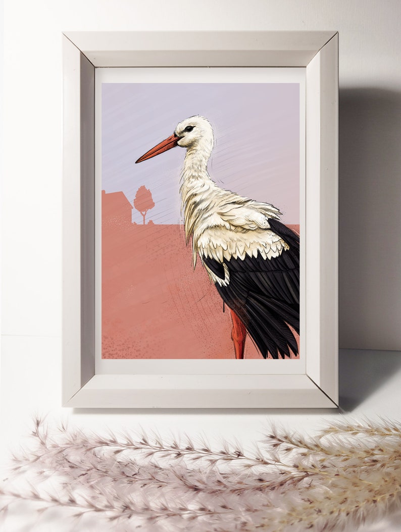 Map Bird Stork, Postcard, Greeting Card A6 image 3