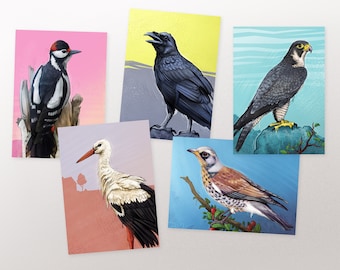 Postcard set birds, postcards, greeting cards A6