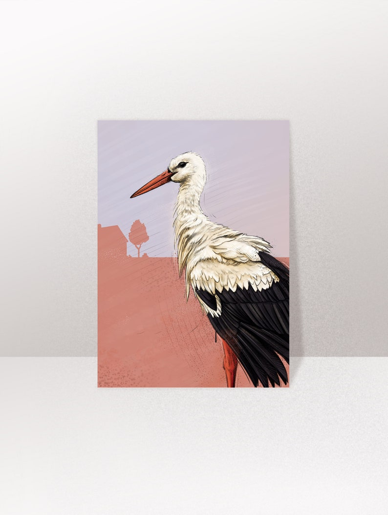 Map Bird Stork, Postcard, Greeting Card A6 image 2