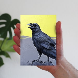 Karte Vogel Rabe, Postkarte, Grußkarte A6