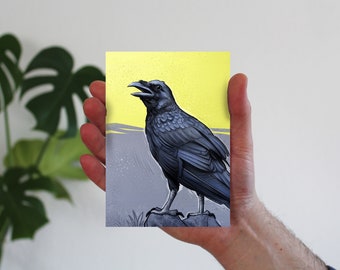 Card bird raven, postcard, greeting card A6