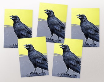 Postcard set raven, postcards, greeting cards A6