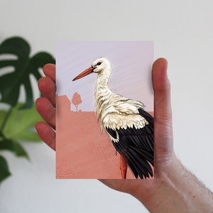 Map Bird Stork, Postcard, Greeting Card A6 image 1