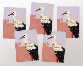 Stork postcard set, postcards, greeting cards A6