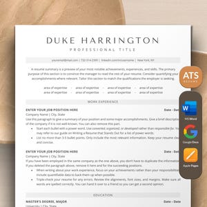 ATS Resume Template Google Docs, Word, Apple Pages | ATS Friendly Professional Resume for Men | Modern, Minimalist Executive CV Template