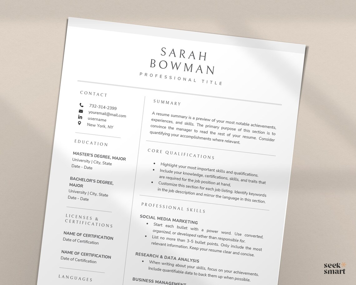 Functional Resume Template Word, Google Docs, Apple Pages Mac | Skills ...
