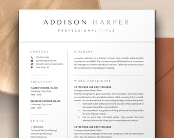 Executive Resume Template Minimalist CV Template Minimal | Apple Pages Resume Google Docs, Resume Template Word, Clean Resume CV Template