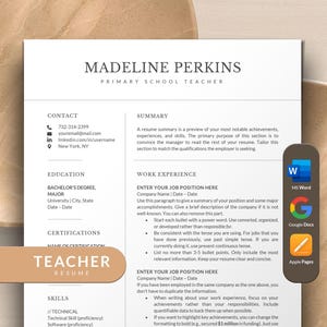 Teacher Resume Template Word, Google Docs, Apple Pages | Academic Resume, Education Resume for Professors, Educators | Resumes for Teachers