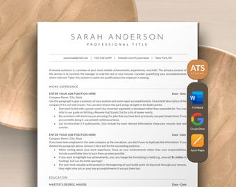 Minimalist Resume Template Google Docs, Modern Resume Template Minimalist, Apple Pages Resume CV Template | ATS Friendly Resume, ATS Resume