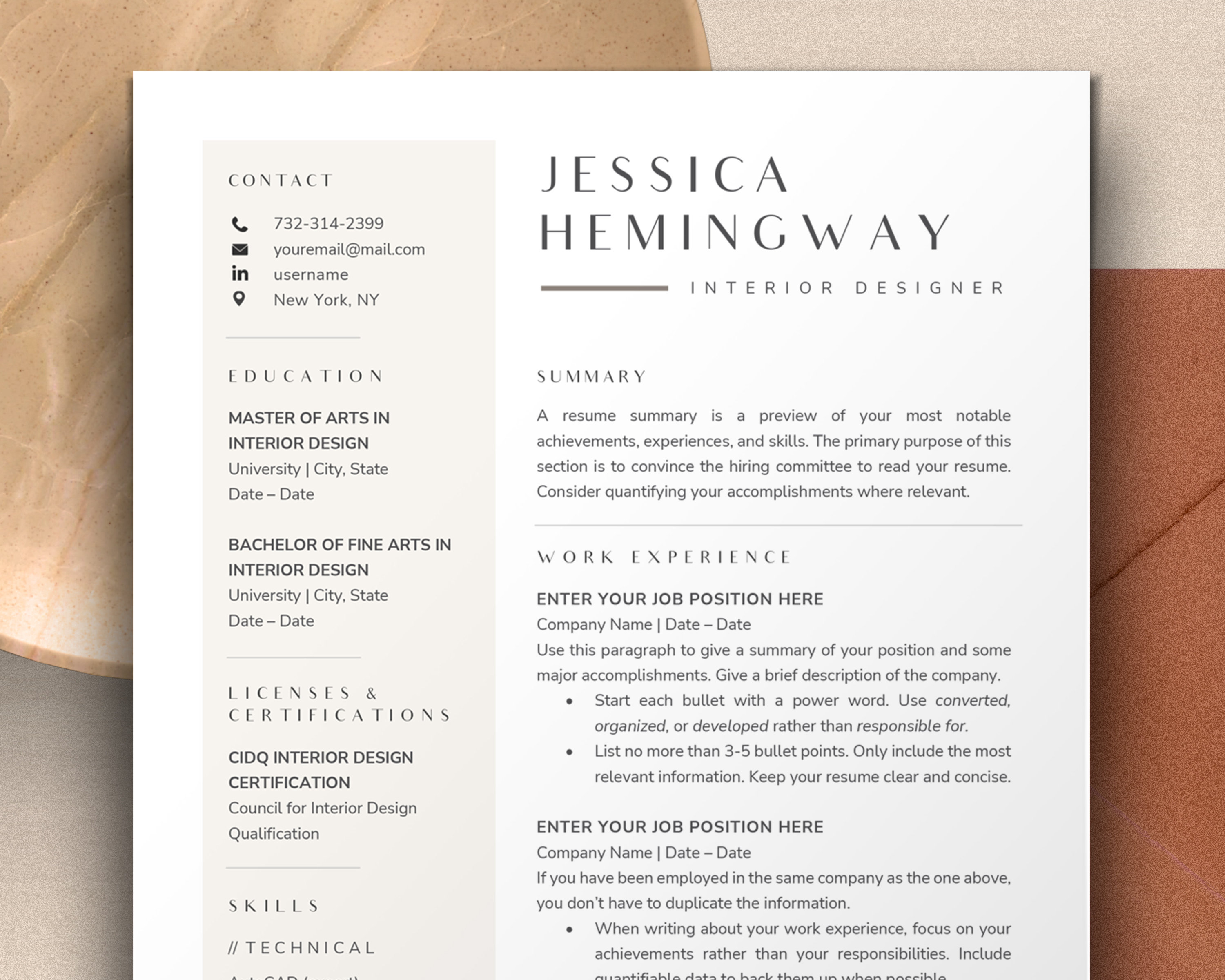 Share More Than 87 Interior Design Resume Template Word Latest 