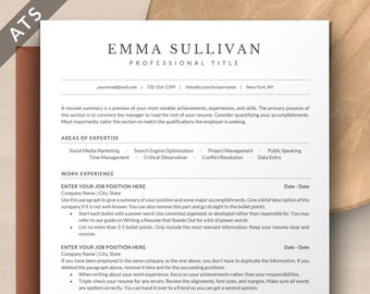 ATS Friendly Resume Template | Professional ATS Resume Template Word, Google Docs, Apple Pages, Simple Resume CV Template Lebenslauf Vorlage