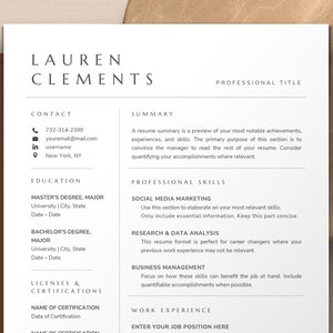 Combination Resume Template Word, Google Docs, Apple Pages Mac | Functional Resume, Skills Based Resume, Skills Resume, Hybrid Resume
