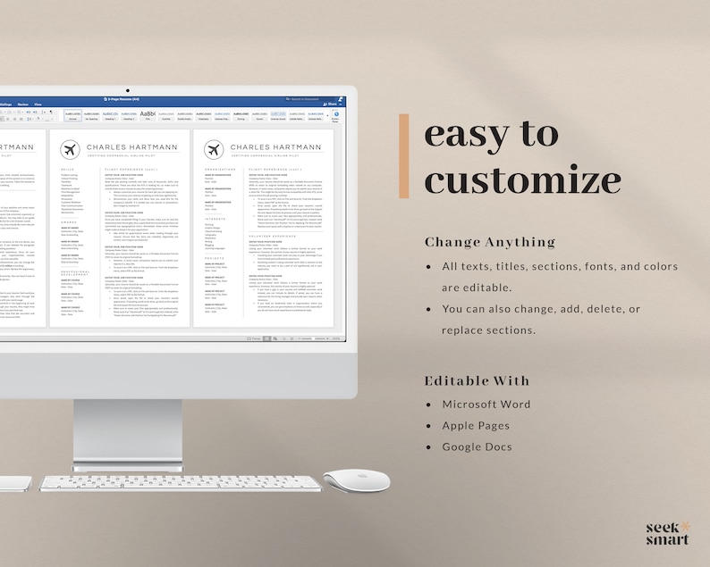 Pilot Resume Template for Aviation, Flight Attendant Crew Pilot Aviation Professional Resume Template Word, Google Docs, Apple Pages image 6