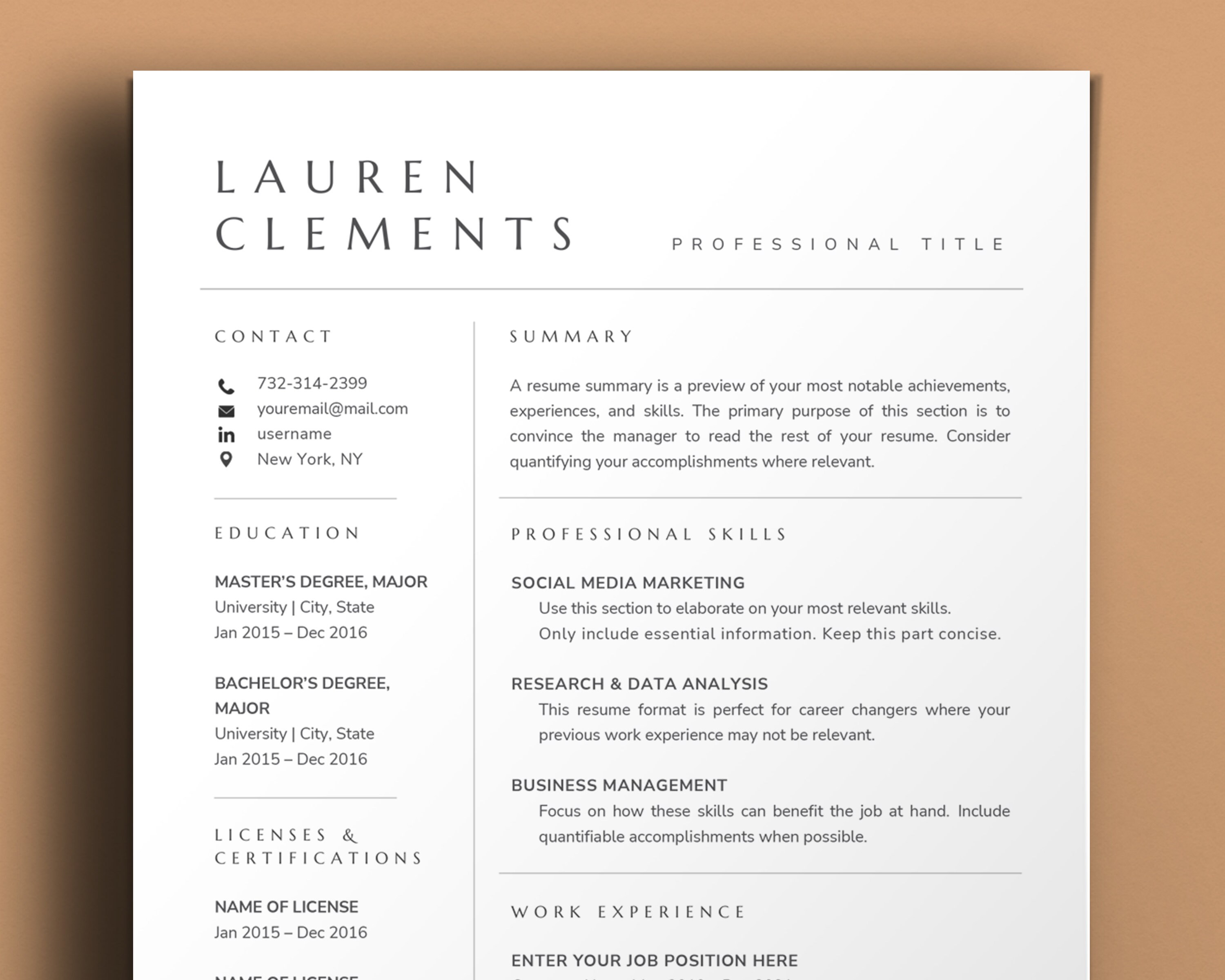 Combination Resume Template Word Google Docs Apple Pages