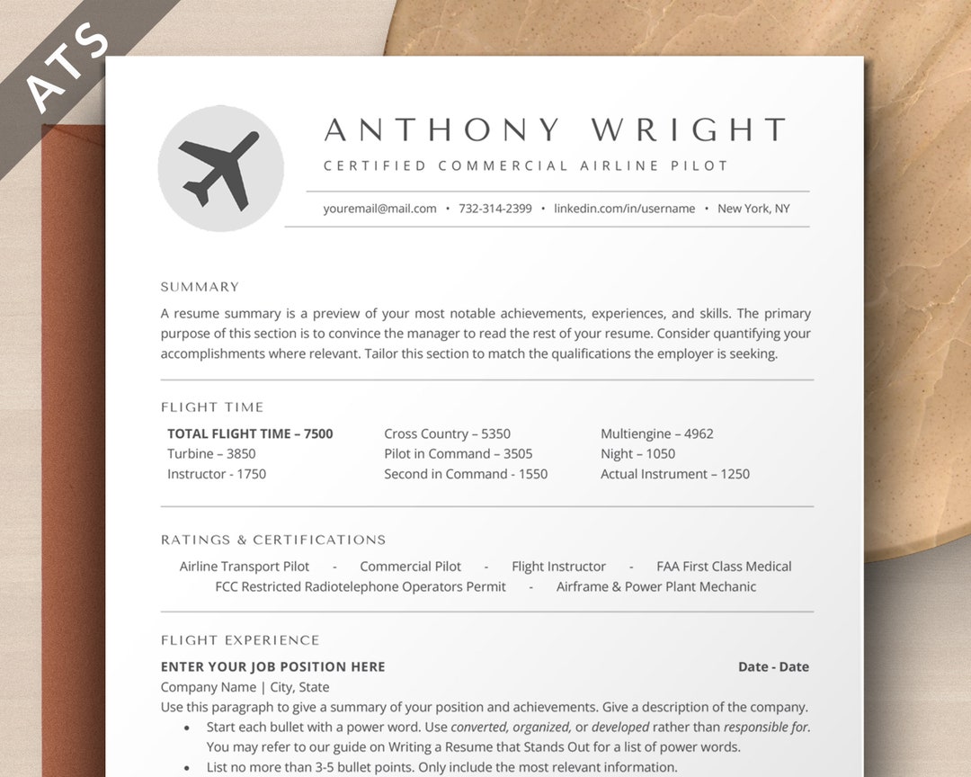 Pilot Resume Template Word, Google Docs, Apple Pages Mac ATS Friendly Pilot Resume Template Word, Google Docs, Apple Pages Mac ATS Friendly
