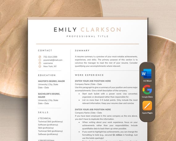 CV Template Word, Resume Template Google Docs, Apple Pages Resume | Modern Pink Resume Template, Feminine Resume, Makeup Artist Resume